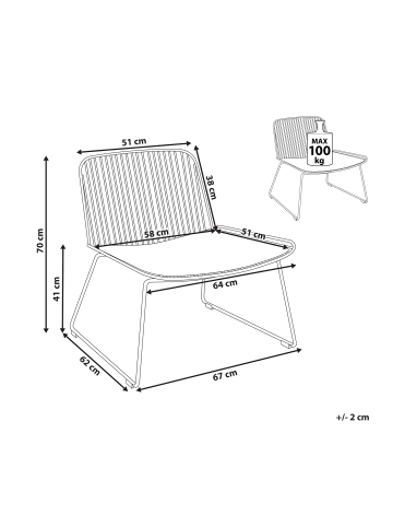Beliani Esszimmerstuhl SNORUM in Gold/Schwarz - (W) 67 x (H) 70 x (L) 68 cm
