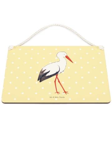 Mr. & Mrs. Panda Deko Schild Storch ohne Spruch in Gelb Pastell