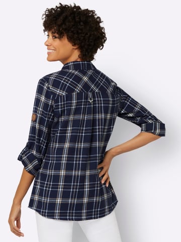WITT WEIDEN Flanell-Bluse in marine-weiß-kariert