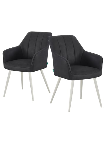 DUBI Möbel 2er-Set: Drehstuhl THOMAS-SANA in Wildleder-Schwarz - (B)57 x (H)85 x  (T)62 cm