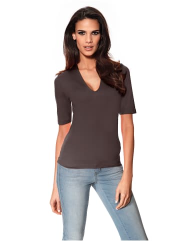 Heine V-Shirt in schokobraun