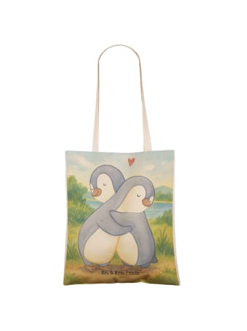 Mr. & Mrs. Panda Shopper Bag Pinguine Kuscheln Design ohne Spruch in Weiß