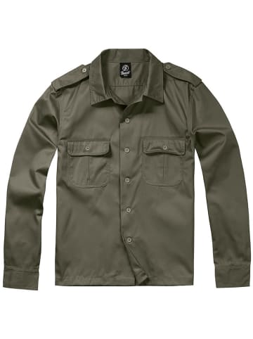 Brandit Hemd "Us Shirt Long Sleeve" in Grün