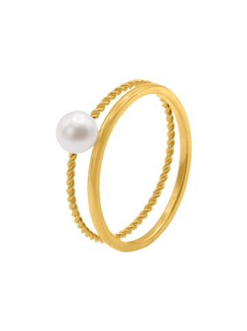 Steel_Art Mehrreihiger Ring Damen Perlenring Maxsu goldfarben in Goldfarben