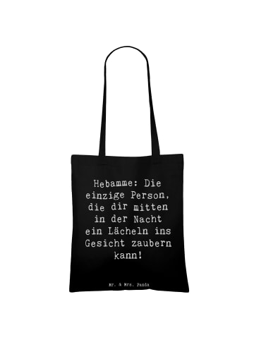Mr. & Mrs. Panda Strandtasche Spruch Hebamme Lächeln mit Spruch in Schwarz