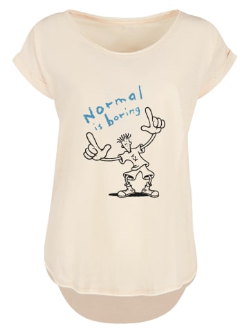 F4NT4STIC Long Cut T-Shirt Fido Dido Points Normal Is Boring in Whitesand