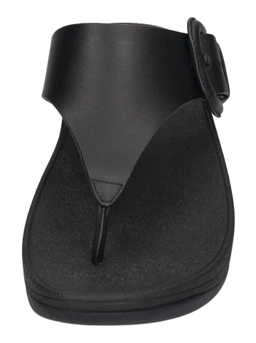 fitflop Zehentrenner LULU LEATHER COVERED BUCKLE RAW EDGE in schwarz