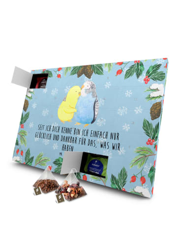 Mr. & Mrs. Panda Tee Adventskalender Wellensittich Liebe mit Spruch in Eisblau