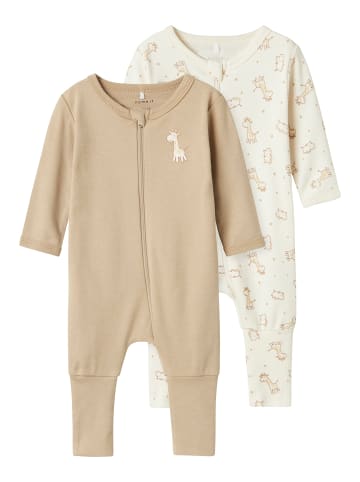 name it Unisex Strampler "Giraffe" im 2 Pack mit Zipper in Weiß