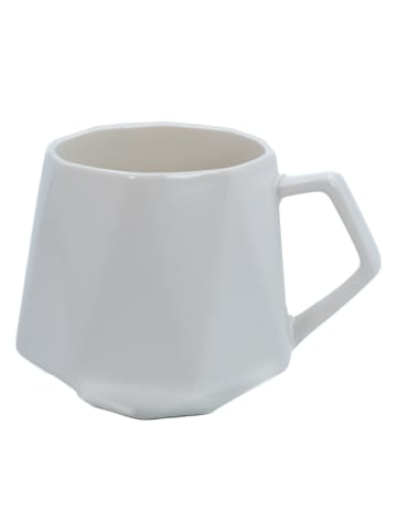 Intirilife Kaffee Tee Tasse in Feinschliff Optik 350 ml Becher mit Henkel in 1x Weiß
