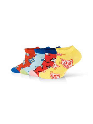 Happy Socks Sneakersocken 4-Pack Kids Low Cat-Dog in multi_coloured