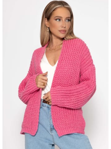 SASSYCLASSY Offener Grobstrick-Cardigan in Pink