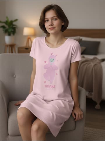 United Labels Yogama Lama Nachthemd Schlafshirt Pyjama Kurzarm Oberteil in rosa