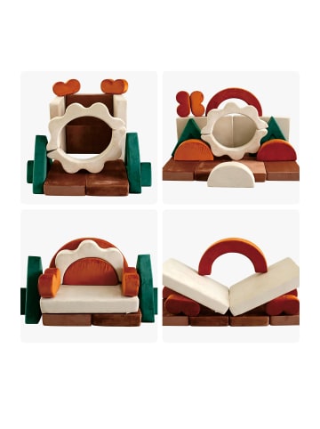 relaxdays 18tlg. Kinder-Spielsofa Set "Samt" in Bunt - (B)194 x (H)53 x (T)66 cm