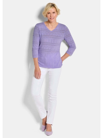 GOLDNER Sommerpullover mit V-Ausschnitt in flieder