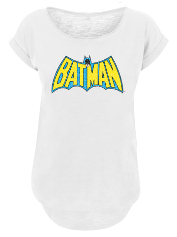 F4NT4STIC Long Cut T-Shirt DC Comics Superhelden Batman Crackle Logo in weiß