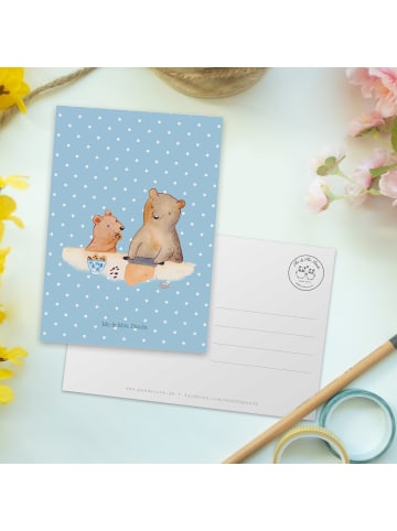 Mr. & Mrs. Panda Postkarte Oma Backen ohne Spruch in Blau Pastell