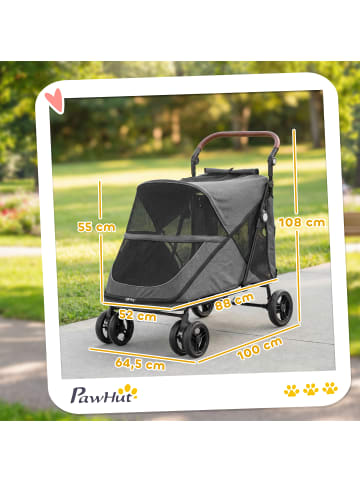 Pawhut Hundebuggy,Grau,100L x 64,5B x 108H cm