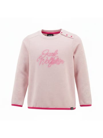 Jack Wolfskin Sweatshirt Midlayer Crewneck Terrie Kinder Sweatshirt Pullover in Rosa