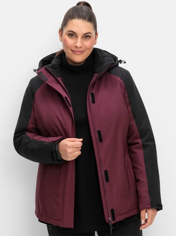 sheego Outdoorjacke in bordeaux-schwarz