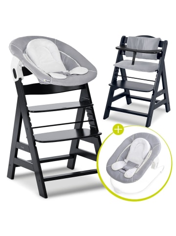 Hauck Alpha Plus Black 4-tlg. Newborn Set - Hochstuhl in schwarz,grau