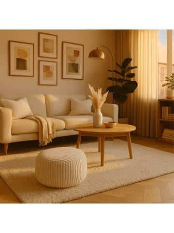 relaxdays Pouf in Beige - (H)25 x Ø 35 cm