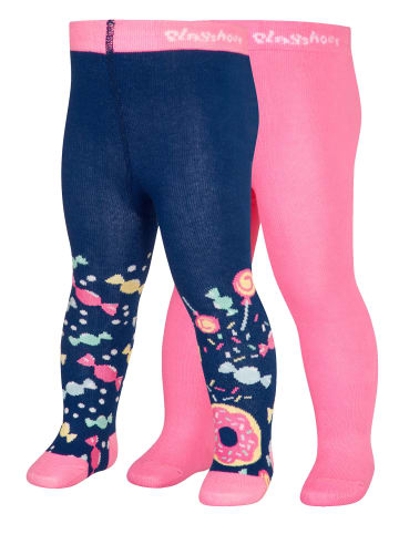 Playshoes Strumpfhose Bonbons 2er Set in Marine/Rosa