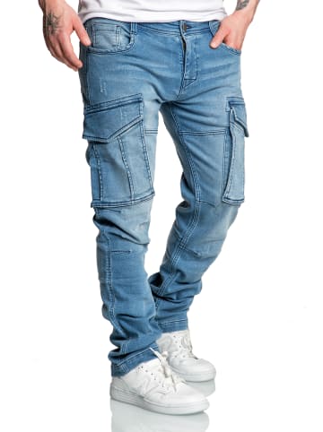 Amaci&Sons Sweathose im Denim Look LINNDALE in Hellblau