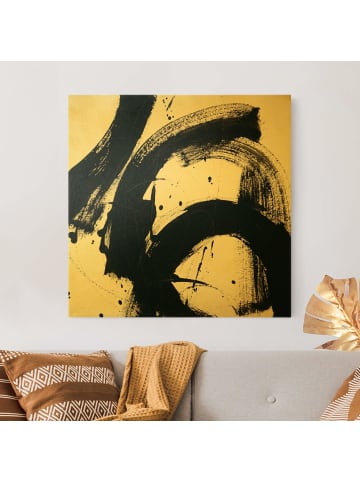 WALLART Leinwandbild Gold - Onyx in Bewegung in Schwarz-Weiß