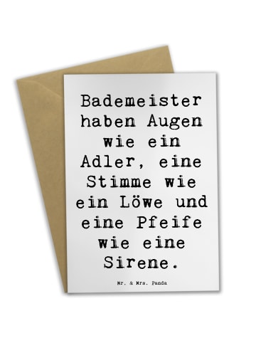 Mr. & Mrs. Panda Klappkarte Spruch Bademeister Superheld mit Spruch in Weiß