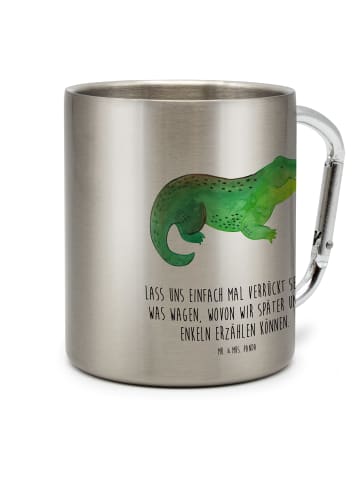 Mr. & Mrs. Panda Edelstahltasse Krokodil mit Spruch in Silber