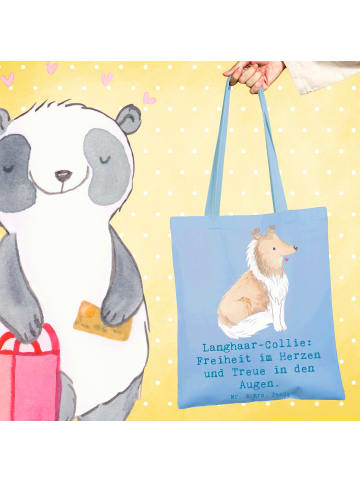 Mr. & Mrs. Panda Shopper Langhaar Collie Treue mit Spruch in Sky Blue