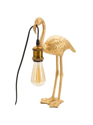 Mauro Ferretti Tischleuchte in Flamingoform aus goldfarbenem Kunstharz, 25 x 11,5 x 39,5 cm