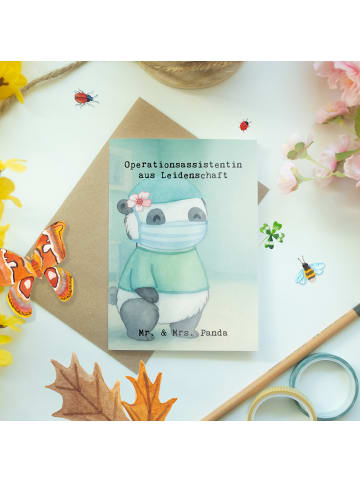 Mr. & Mrs. Panda Grußkarte Operationsassistentin Leidenschaft De... in Weiß