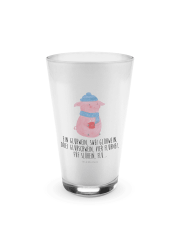 Mr. & Mrs. Panda Wasserglas Schweinchen Glühwein mit Spruch in Transparent