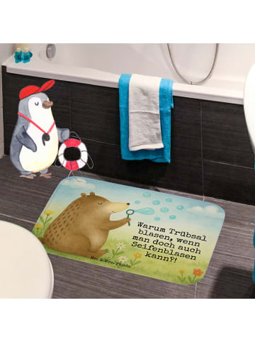 Mr. & Mrs. Panda Badezimmermatte Bär Seifenblasen Design mit Spruch in Weiß