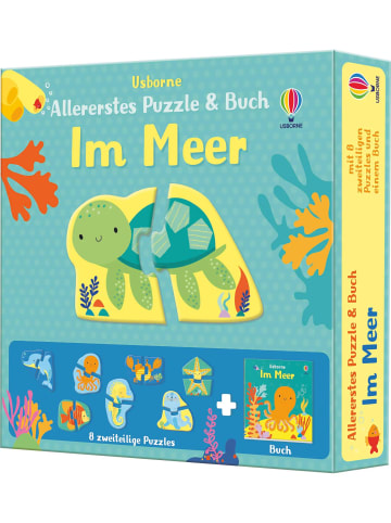Usborne Publishing Ltd Allererstes Puzzle & Buch: Im Meer | acht 2-teilige Puzzles plus Bilderbuch