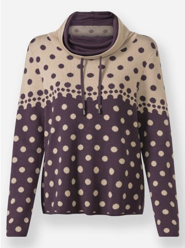 WITT WEIDEN Jacquard-Pullover in aubergine-beige-meliert
