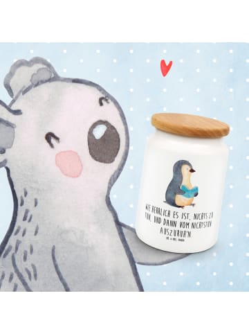 Mr. & Mrs. Panda Kaffeedose Pinguin Buch mit Spruch in Weiß