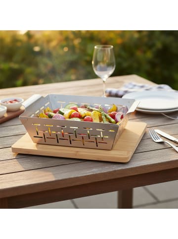 Freyersbacher Grillkorb mit Brett | Edelstahl in Silber