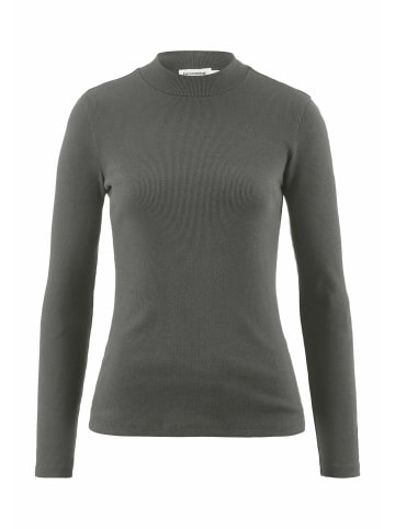 Hessnatur Rib Longsleeve Slim in tannengrün