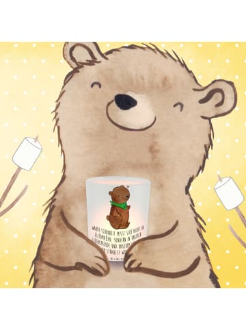 Mr. & Mrs. Panda Glas Teelichthalter Bär Dysmelie mit Spruch in Transparent