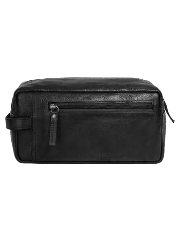 SPIKES & SPARROW Kulturtasche TOILETRY BAG echt Leder in schwarz
