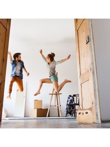 relaxdays 3x Türstopper "Eule" in Braun