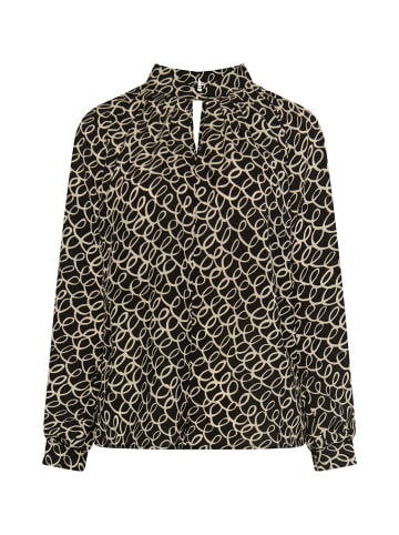 DreiMaster Damen Langarmbluse in Schwarz Wollweiss