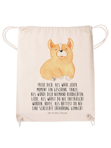 Mr. & Mrs. Panda Jutebeutel Corgie mit Spruch in Creme