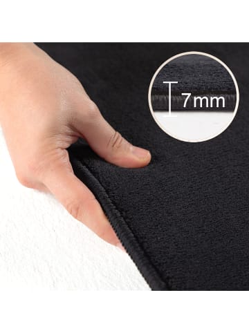 KADIMA DESIGN Teppich Kurzflor Waschbar Einfarbig LECH Microfaser OEKO-TEX in Schwarz