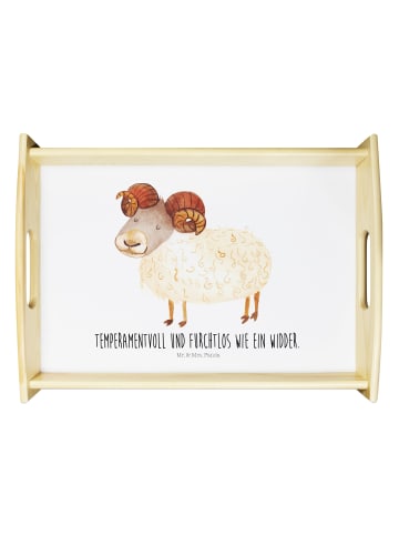 Mr. & Mrs. Panda Holztablett Sternzeichen Widder mit Spruch in Weiß