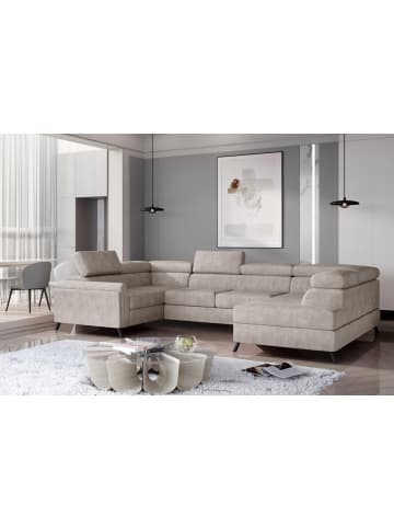 MF Design Esco Recamiere Rechts in Beige -  (L) 200 x (B) 336 x (H) 92 cm