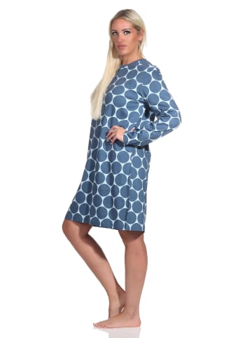 NORMANN Nachthemd langarm Tupfen Punkte - 76186 in marine